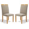 Kit com 2 Cadeiras Aurora Madeira Maciça Estofadas para Mesa de Jantar Veludo Bege 102 - 1