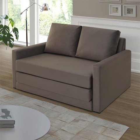 Sofá Simi 2 em 1 Sofá Cama Marrom Estofama