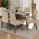 Ver imagem 1 de Conjunto Sala de Jantar Tampo de Vidro 6 Cadeiras Rustic/Crema/Imperial Dália Madesa