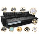 Ver imagem 3 de Sofá Retrátil e Reclinável 3,82m com Molas Ensacadas Cama inBox Aconchego Tecido Velusoft Preto