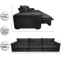 Ver imagem 2 de Sofá Retrátil e Reclinável 3,82m com Molas Ensacadas Cama inBox Aconchego Tecido Velusoft Preto