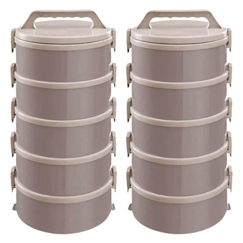 Kit 2 Marmitas Térmicas 5 Pratos Térmicos Empilháveis 1,8l Cappuccino Simonaggio