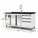 Ver imagem 2 de Gabinete Cozinha Mdf 1,74m Elegance com 8 Pés Pré-montado:branco /espelhado