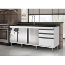 Ver imagem 1 de Gabinete Cozinha Mdf 1,74m Elegance com 8 Pés Pré-montado:branco /espelhado