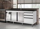 Ver imagem 1 de Gabinete Cozinha Mdf 1,74m Elegance com 8 Pés Pré-montado:branco /espelhado
