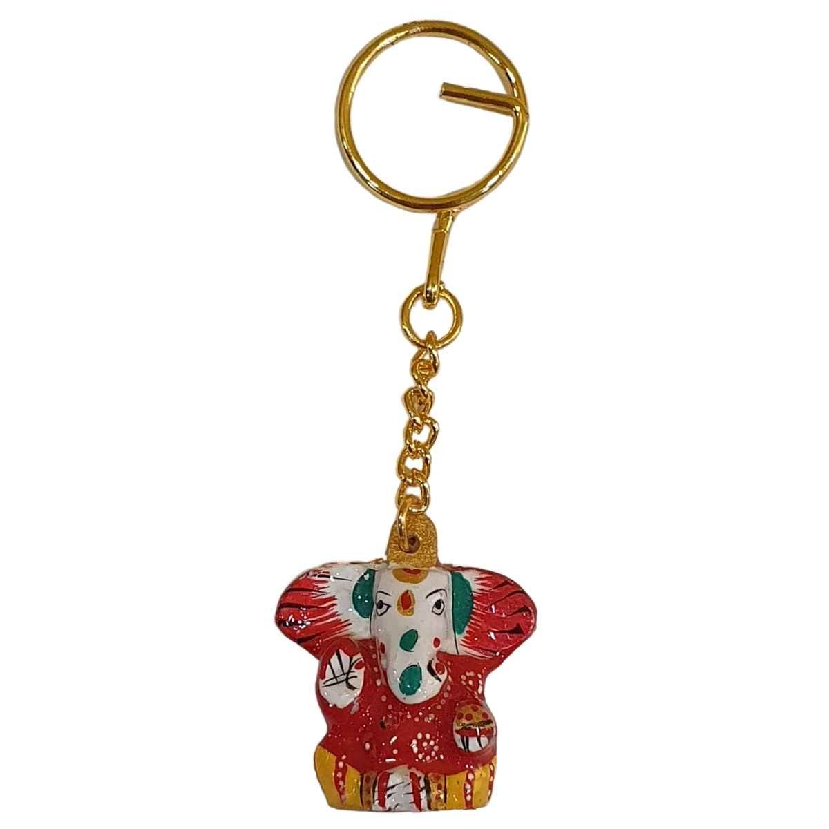 Chaveiro Ganesha de Cerâmica Pintado Vermelho