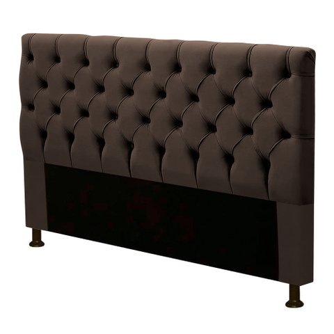 Cabeceira Cama Box Casal Cristal 140cm Suede Marrom Chocolate - Abmaza