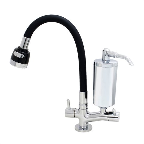Torneira Com Filtro Cozinha Mesa Duplo Jato Gourmet Black