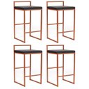Ver imagem 1 de Banqueta Industrial Aço Cromada Bronze – Gourmet, Varanda, Living – Banqueta Moema Kit 4