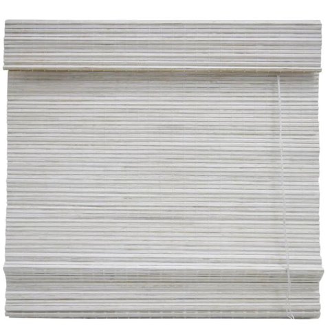 Persiana Bambu Romana Block Branca 100 (L) X 220 (A) cm Cortina Madeira C/ Bandô 1,00 x 2,20