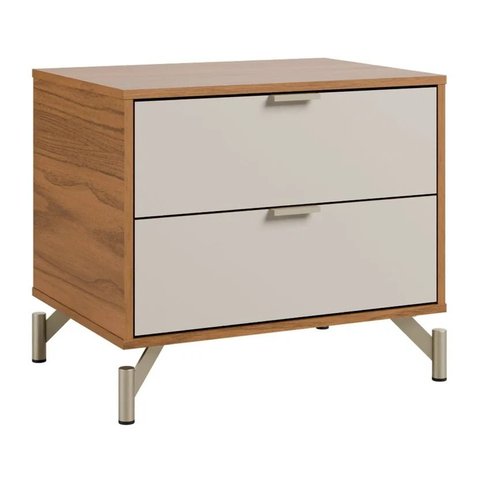 Mesa Cabeceira Glow:Canella/Off-White Fosco
