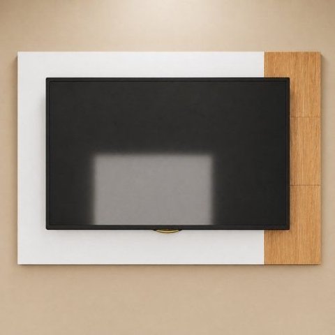 Painel para TV até 55" 147cm Branco com Amadeirado Byhouse