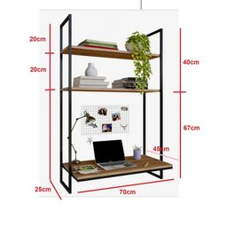 Escrivaninha 70cm Industrial em Ferro e Madeira Mdf Freijo Home Office - 2