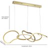 Lustre Pendente Moderno Led 75w 3000k Dourado Fosco 120cm Bivolt Tiffel Mais Luz - 5