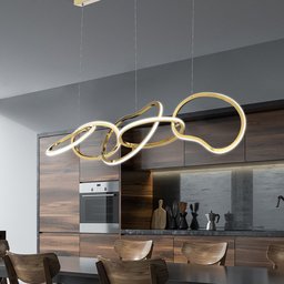 Lustre Pendente Moderno Led 75w 3000k Dourado Fosco 120cm Bivolt Tiffel Mais Luz - 3