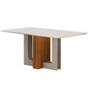 Ver imagem 1 de Mesa de Jantar Sofia 160x80 Canto Copo com Vidro Cinamomo Off White Off White - Leifer