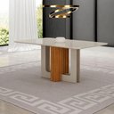 Ver imagem 3 de Mesa de Jantar Sofia 160x80 Canto Copo com Vidro Cinamomo Off White Off White - Leifer
