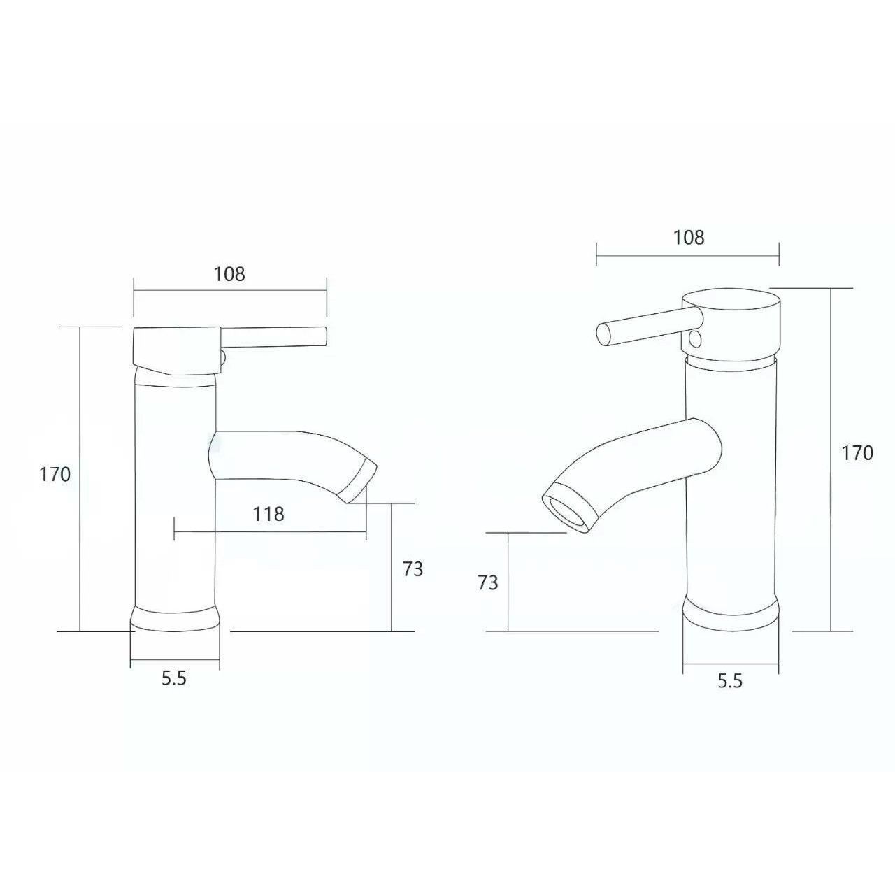 Torneira para Banheiro Monocomando Lavabo Pia de Luxo - Preta - 9