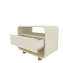 Ver imagem 3 de Mesa de Cabeceira Innova 1 Gaveta Pés em Madeira Offwhite - Rede Móveis