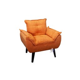 Poltrona/cadeira Decorativa Glamour com Pés Quadrado Laranja Linho - 1
