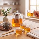 Ver imagem 3 de Bule de Vidro c/ Infusor 950ml e 4 Xícaras Borossilicato