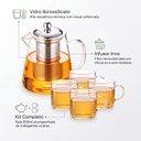 Ver imagem 2 de Bule de Vidro c/ Infusor 950ml e 4 Xícaras Borossilicato