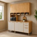 Ver imagem 1 de Cozinha Modulada Compacta 3 Peças 10 Portas MDF 190cm Malta Espresso Móveis Bege/Amêndoa/Off-White