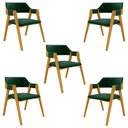 Ver imagem 1 de Kit 5 Cadeiras Sala de Jantar e Jogos Carteados Madeira Maciça Poker Veludo Verde/mel G42 - Gran Bel
