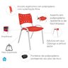 Kit com 10 Cadeiras Iso para Escola Escritório Comércio Vermelha Base Branca Ecomhome - 8