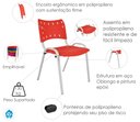 Ver mais imagens de Kit com 10 Cadeiras Iso para Escola Escritório Comércio Vermelha Base Branca Ecomhome