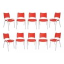 Ver imagem 2 de Kit com 10 Cadeiras Iso para Escola Escritório Comércio Vermelha Base Branca Ecomhome