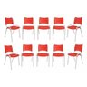 Kit com 10 Cadeiras Iso para Escola Escritório Comércio Vermelha Base Branca Ecomhome - 2