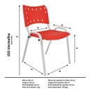Ver imagem 6 de Kit com 10 Cadeiras Iso para Escola Escritório Comércio Vermelha Base Branca Ecomhome