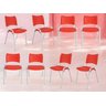 Kit com 10 Cadeiras Iso para Escola Escritório Comércio Vermelha Base Branca Ecomhome - 1