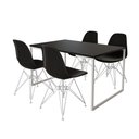 Ver imagem 6 de Mesa Industrial Base Ferro Branco 137x90 Tampo Preto 4 Cadeiras Eiffel Ferro Branco Assento Preto