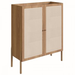 Armário Cristaleira Bar 2 Portas 93cm Palhinha Pé Madeira 27929 Oslo Artesano - Hanover/pé Roble - 2