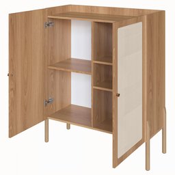 Armário Cristaleira Bar 2 Portas 93cm Palhinha Pé Madeira 27929 Oslo Artesano - Hanover/pé Roble - 3