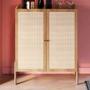 Ver imagem 1 de Armário Cristaleira Bar 2 Portas 93cm Palhinha Pé Madeira 27929 Oslo Artesano - Hanover/pé Roble