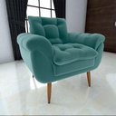 Ver imagem 3 de Poltrona Decorativa Confortável Pés em Madeira Maciça Xangai Veludo Verde Menta Matrix