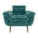 Ver imagem 2 de Poltrona Decorativa Confortável Pés em Madeira Maciça Xangai Veludo Verde Menta Matrix