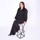 Ver imagem 2 de Banqueta Industrial Z Alta 70cm com Armação de Metal Preto Estofado Preto