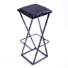 Banqueta Industrial Z Alta 70cm com Armação de Metal Preto Estofado Preto - 1
