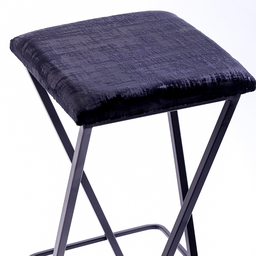 Banqueta Industrial Z Alta 70cm com Armação de Metal Preto Estofado Preto - 3