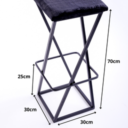 Banqueta Industrial Z Alta 70cm com Armação de Metal Preto Estofado Preto - 6