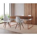 Ver imagem 1 de Mesa Jantar Industrial Retangular Filadélfia Amêndoa 137x90cm Base Cobre com 4 Cadeiras Brancas Eiff