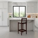 Ver imagem 2 de Kit 6 Banquetas Madeira Imbuia com Linho Prata para Balcão e Encosto Estofado
