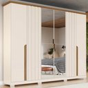 Ver imagem 1 de Guarda-roupa Casal Napoli com Espelho 6 Portas 6 Gavetas Off White/nature - Henn