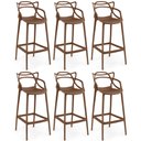 Ver imagem 1 de Kit 6 Banquetas Allegra com Encosto Design Cozinha/bancada - Marrom