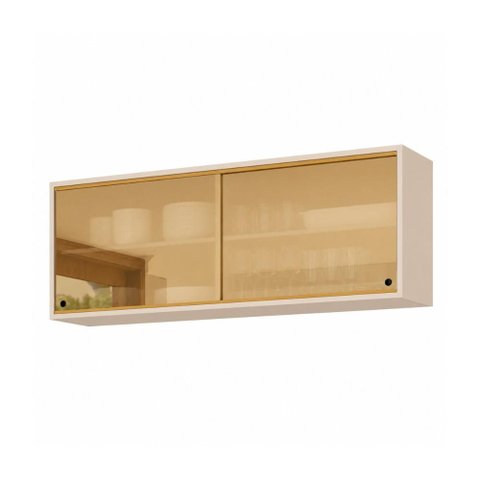 Armário de Cozinha Aéreo com 2 Portas de Vidro 120cm Milano Multimóveis MP2391 - Vanilla