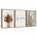 Ver imagem 3 de Kit 3 Quadros Boho Bege Mar Gratidão Moldura:castanho
